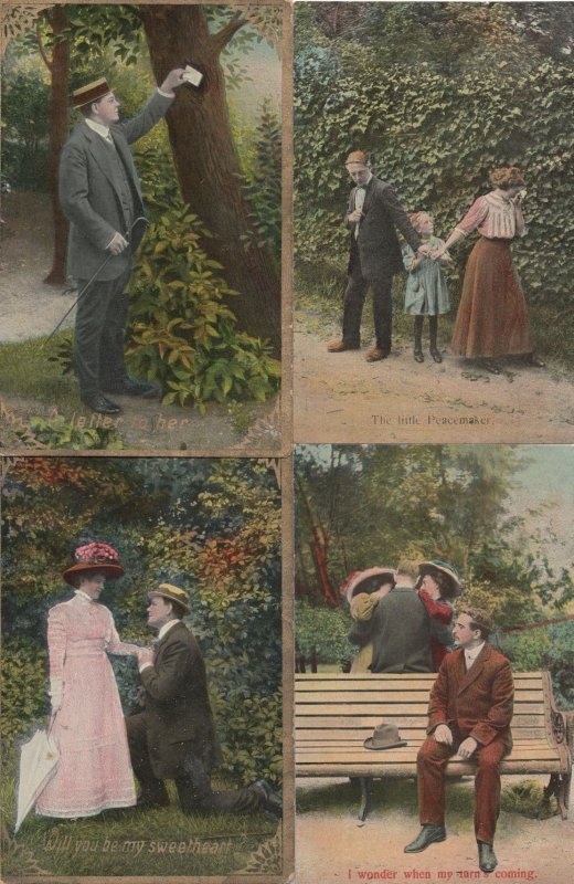 Edwardian Proposal Comic Peacemaker Love Cheating 4x Postcard s