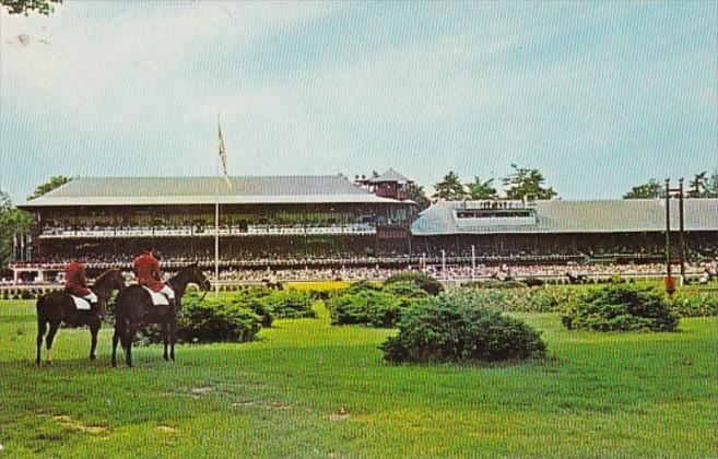 New York Saratoga Race Track Shwing Infield Looking Towards Stands Horse Racing