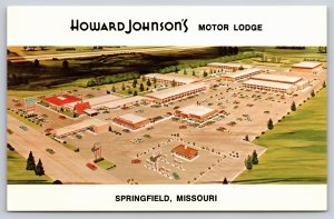 Artist Conception~Howard Johnson Motor Lodge Springfield MO~Vintage Postcard