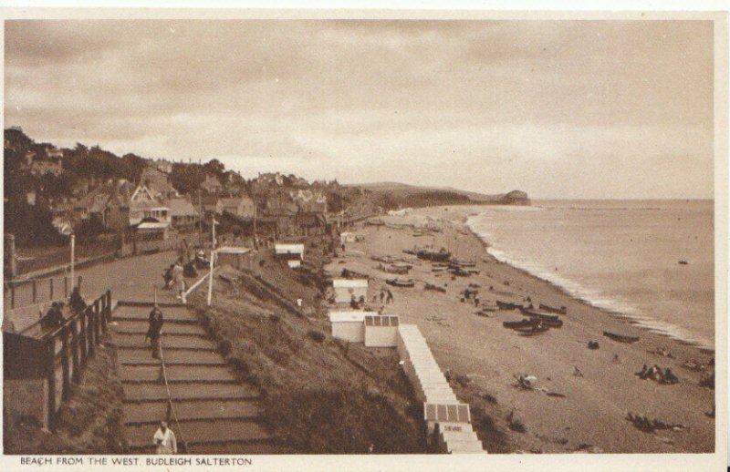 Devon Postcard - Beach from The West - Budleigh Salterton - Ref 8608A