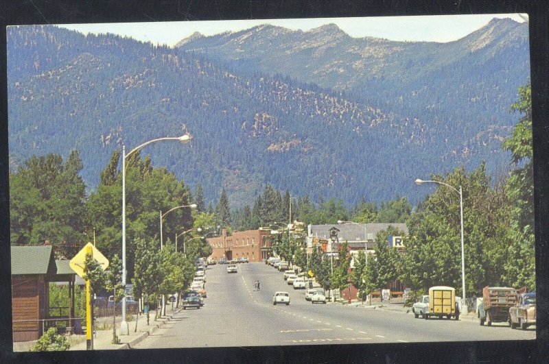 WEAVERVILLE CALIFORNIA DOWNTOWN STREET SCENE OLD CARS VINTAGE POSTCARD