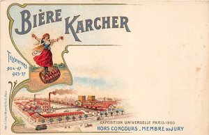 Biere Karcher Exposition Unverselle Paris 1900 Advertising Unused light yello...