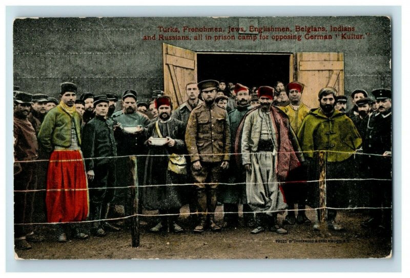 c. 1910 Prisoners Camp Cossack Jewish Turks Belgians Postcard P31 