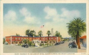 Autos California Hotel Indio 1950s Postcard Roadside Teich linen 6371