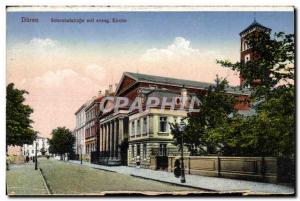 Postcard Old Duren Schenkelstrafse Kirche mit evang