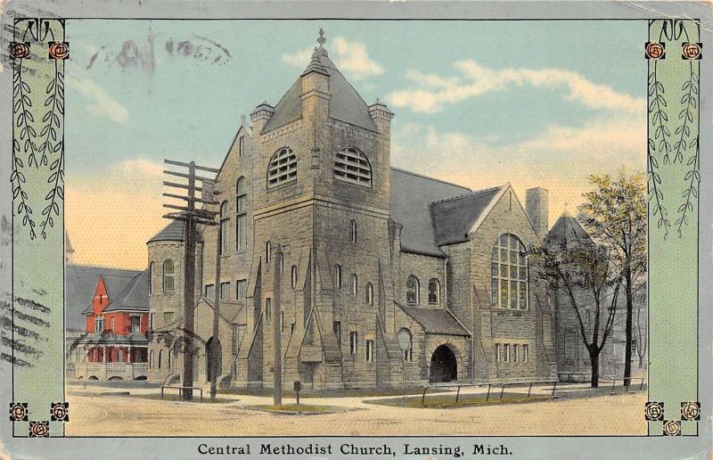 Lansing Michigan~Central Methodist Episcopal Church~Stone Bldg & Arched Door~'12