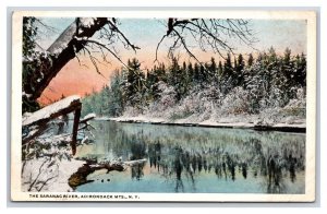 Saranac River Winter View Adirondack Mountains New York UNP WB Postcard M19