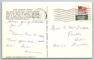 Stone Mountain, Georgia, Vintage 1972 Chrome Postcard