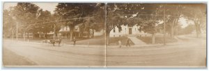 1907 Fold Out Panorama Meriden Ave Library Southington CT RPPC Photo Postcard