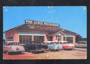 LAURINBURG NORTH CAROLINA NC PINE ACRES RESTAURANT OLD CARS POSTCARD