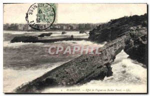 Old Postcard Biarritz Wave Effect Perce Rock