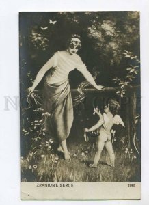 3022774 Cute Lady & CUPID Wounded Heart 1913 year RPPC Russia