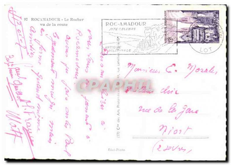 Postcard Modern Rocamadour The Rock Seen from the Road