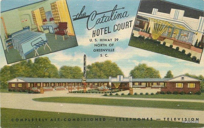 1940s Catalina Hotel Court roadside Greenville South Carolina Teich 6346