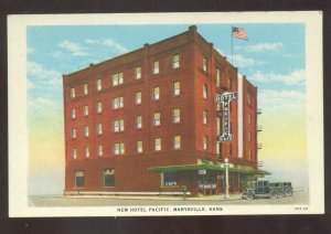 MARYSVILLE KANSAS NEW HOTEL PACIFIC DOWNTOWN VINTAGE POSTCARD