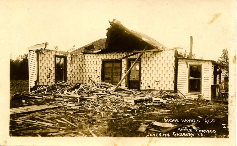 IA - Sanborn, June 5, 1914. Andre Haynes Residence After Tornado.*RPPC