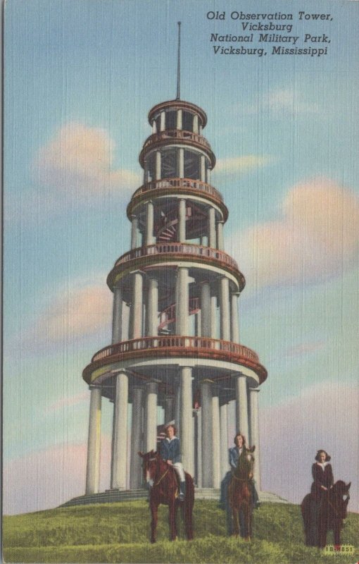 Postcard Old Observation Tower Vicksburg Ntl Military Park Mississippi MS