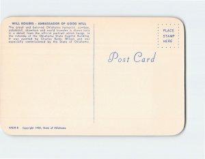 Postcard Will Rogers-Ambassador Of Good Will By C. B. Wilson, Oklahoma