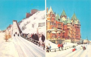 Quebec, Canada  DUFFERIN TERRACE  Snow Sledding Winter~Tobaggan Hill  Postcard