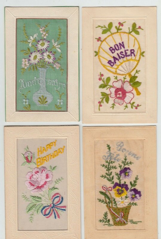 EMBROIDERED SILK COLLECTION 482 Vintage Postcards with BETTER Pre-1940 (L3134)