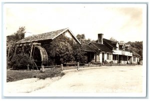 The Old Mill Wheel Trading Post Lodge Renfro Valley KY Cline RPPC Photo Postcard