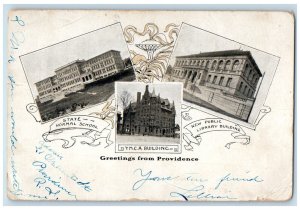 1902 Greetings from Providence Rhode Island RI Multiview Antique Postcard