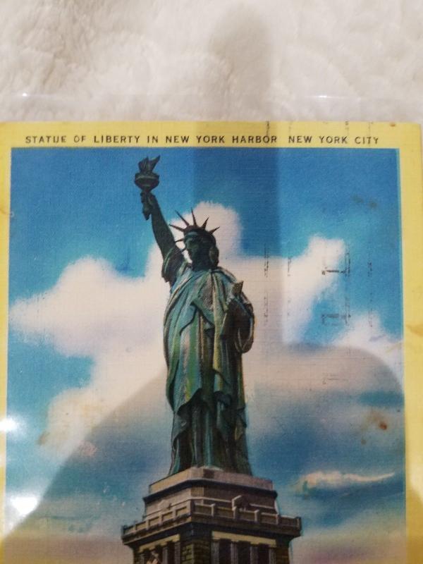 Antique/Vintage Postcard, Statue of Liberty in New York Harbor  WWII & 1950