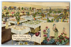 Evansville Indiana IN Postcard Yule Pottery Co. Fine China & Glassware Vintage