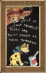 TUCK A/s DWIG School Days Ophelia Chalkboard Border Antique Postcard