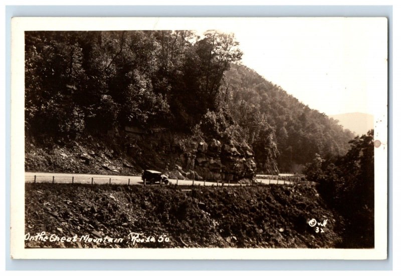 C.1920's Car Cheat Mountain Route 50 W. VA Photo RPPC Postcard P165