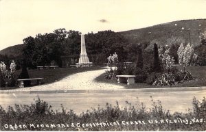 RPPC Real Photo, Ogden Monument, Center of USA, Ft Riley,  Kansas, Old Postcard