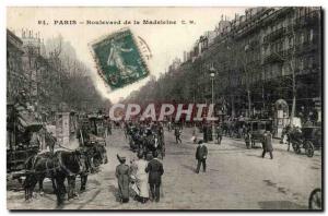 Old Postcard Paris Boulevard de la Madeleine (cochere woman)