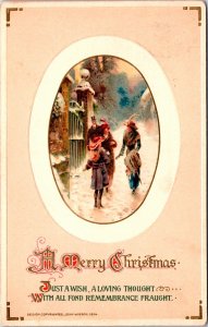 1914 Vintage John Winsch Elegant Victorian Men & Women Christmas Postcards