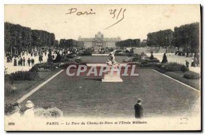 Old Postcard The Paris Champ de Mars Park and the Ecole Militaire