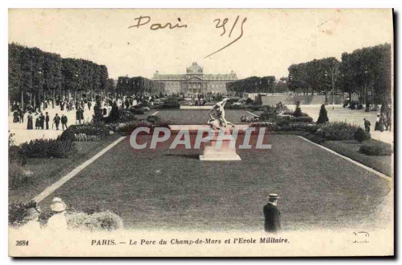 Old Postcard The Paris Champ de Mars Park and the Ecole Militaire