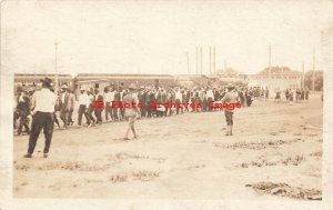 Black Americana, RPPC, Soldiers Watching a Large Group Men Get on Trains