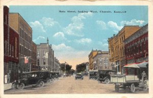 MAIN STREET LOOKING WEST CHANUTE KANSAS POSTCARD