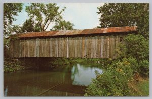 Vermont~Old Covered Bridge On Rt 118~Spanning Trout River~Vintage Postcard