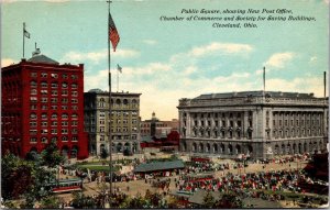 Postcard Public Square, Post Office, Chamber of Commerce in Cleveland, Ohio