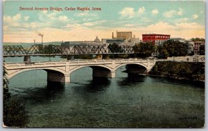 Vtg Cedar Rapids Iowa IA Second Avenue Bridge 1910s City View Old Postcard