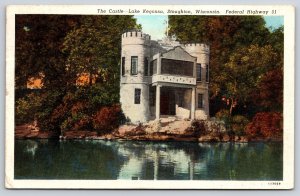 Stoughton WI Landmark~The Castle @ Lake Kegonsa~Built As Private Home~1940 Linen