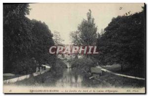 Old Postcard Chalons sur Marne The Bank Garden Jard and Caisse d & # 39Epargne