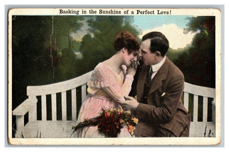 Postcard Basking In The Sunshine Romantic Couple Vintage Standard View Card 