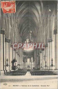 Old Postcard Reims Cathedral Interior of the Great Nave