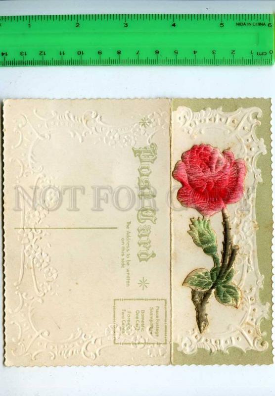 202172 ROSE BIRTHDAY GREETINGS Vintage embossed postcard