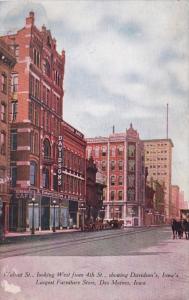 Iowa Des Moines Walnut Street Looking West From 4th Street