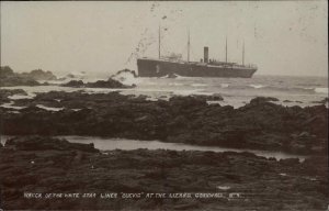 Steamship Ship Wreck White Star Liner SUEVIG At Lizard Cornwall c1910 RPPC