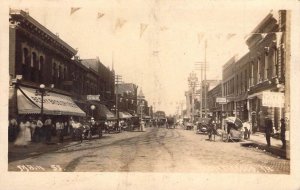 Real Photo, RPPC,  Waterloo Iowa Main Street, Cars, Horses,  Msg, Old Postcard