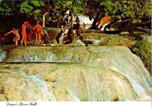 Ocho Rios, Jamaica  DUNN'S RIVER FALLS  Swimmers~Waterfall  4X6 Postcard