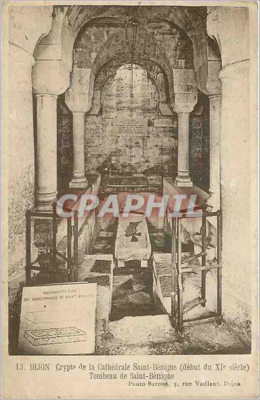 Old Postcard Dijon Crypt of St. Cath�drale B�nigue